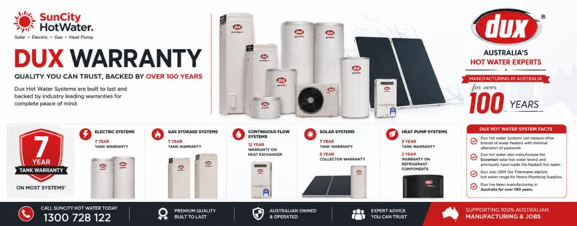 Dux hot water systems supplied and installed across the Sunshine Coast & Brisbane