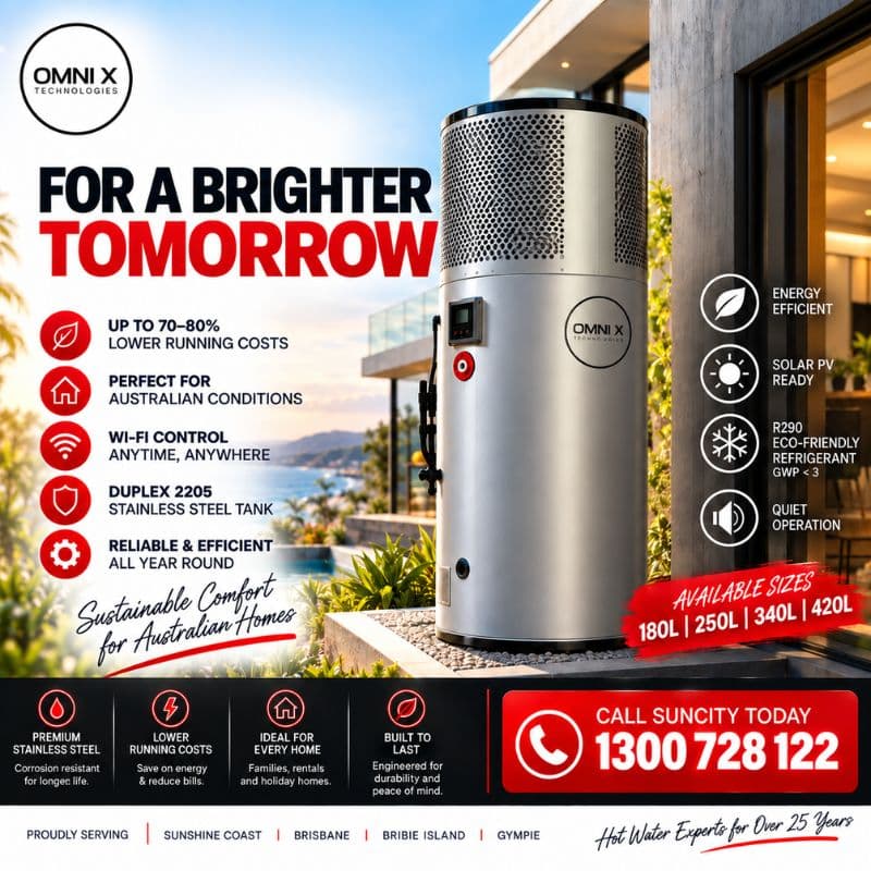 OMNI X hot water system supplied and installed across the Sunshine Coast and Brisbane