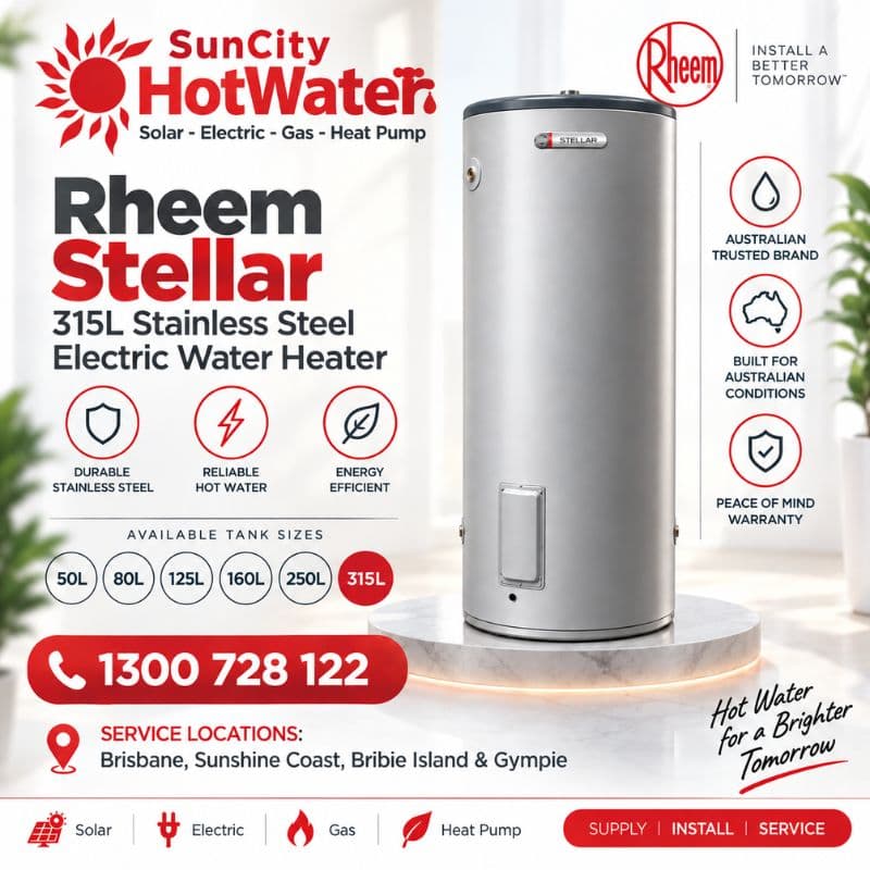 Rheem stainless steel electric hot water heater — Sunshine Coast, Brisbane & Gympie
