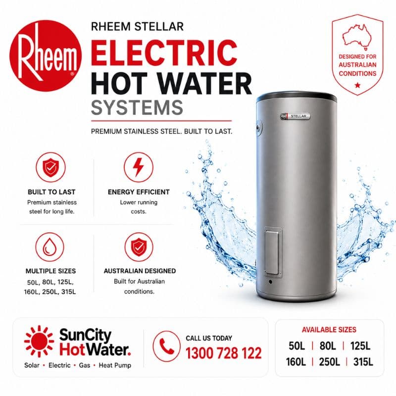 Rheem hot water systems supplied and installed across the Sunshine Coast & Brisbane