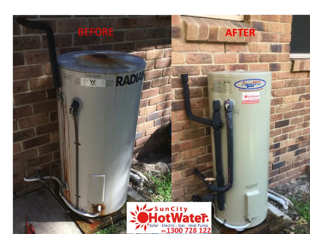 SunCity Hot Water technician repairing a hot water system on the Sunshine Coast
