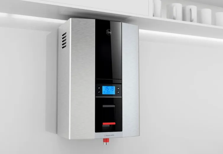 Rheem Lazer Office compact boiling water unit, space-saving design ideal for workplaces with limited room.