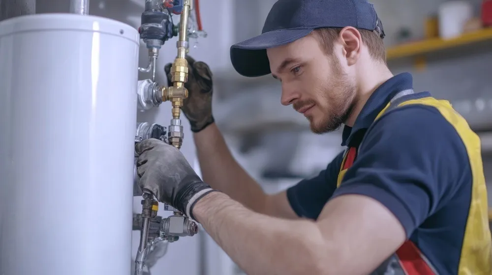 Technician installing Vulcan 250L Electric Water Heater