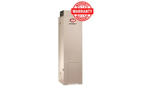 water heater with warranty badge