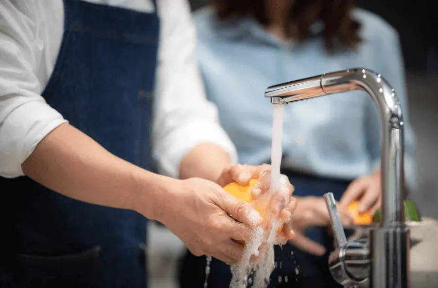 washing vegetables with reliable hot water from tap