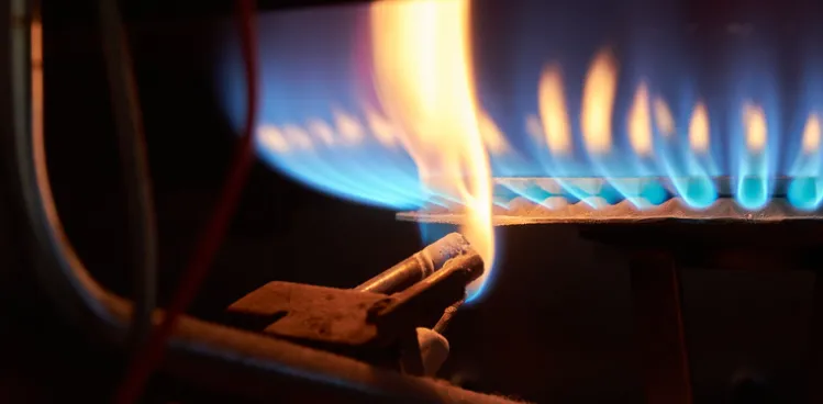 Flame burning inside a heater.