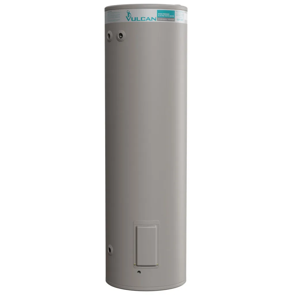 Vulcan 160L Electric Water Heater, reliable hot water system for small to medium-sized families, suitable for indoor or outdoor installation