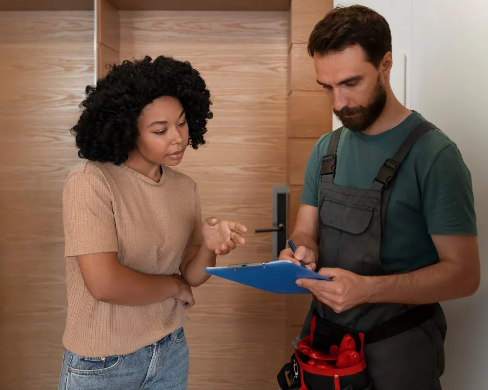 Technician providing warranty support for an instant water heater to ensure reliable operation and customer peace of mind.