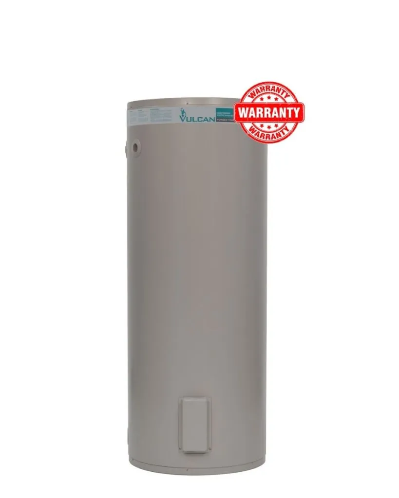 Vulcan water heater with warranty badge