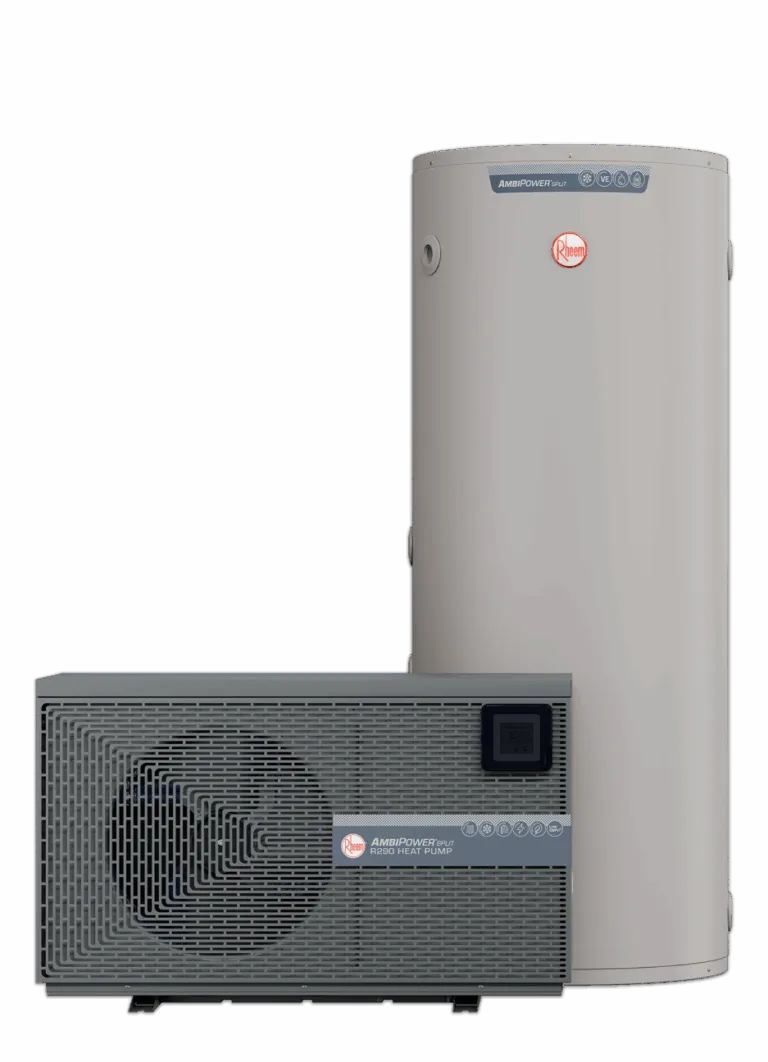 Rheem AmbiPower Split System Heat Pump with a 315L vertical storage tank (Model 565E315)