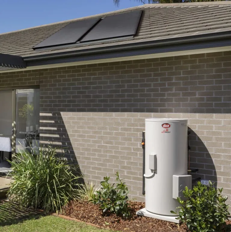 Solar hot water system with two flat-plate solar collectors